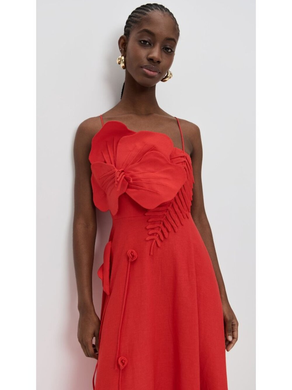 FARM RIO Red Garden Midi A Line Linen Dress Size Small NEW NWT - Picture 2 of 4